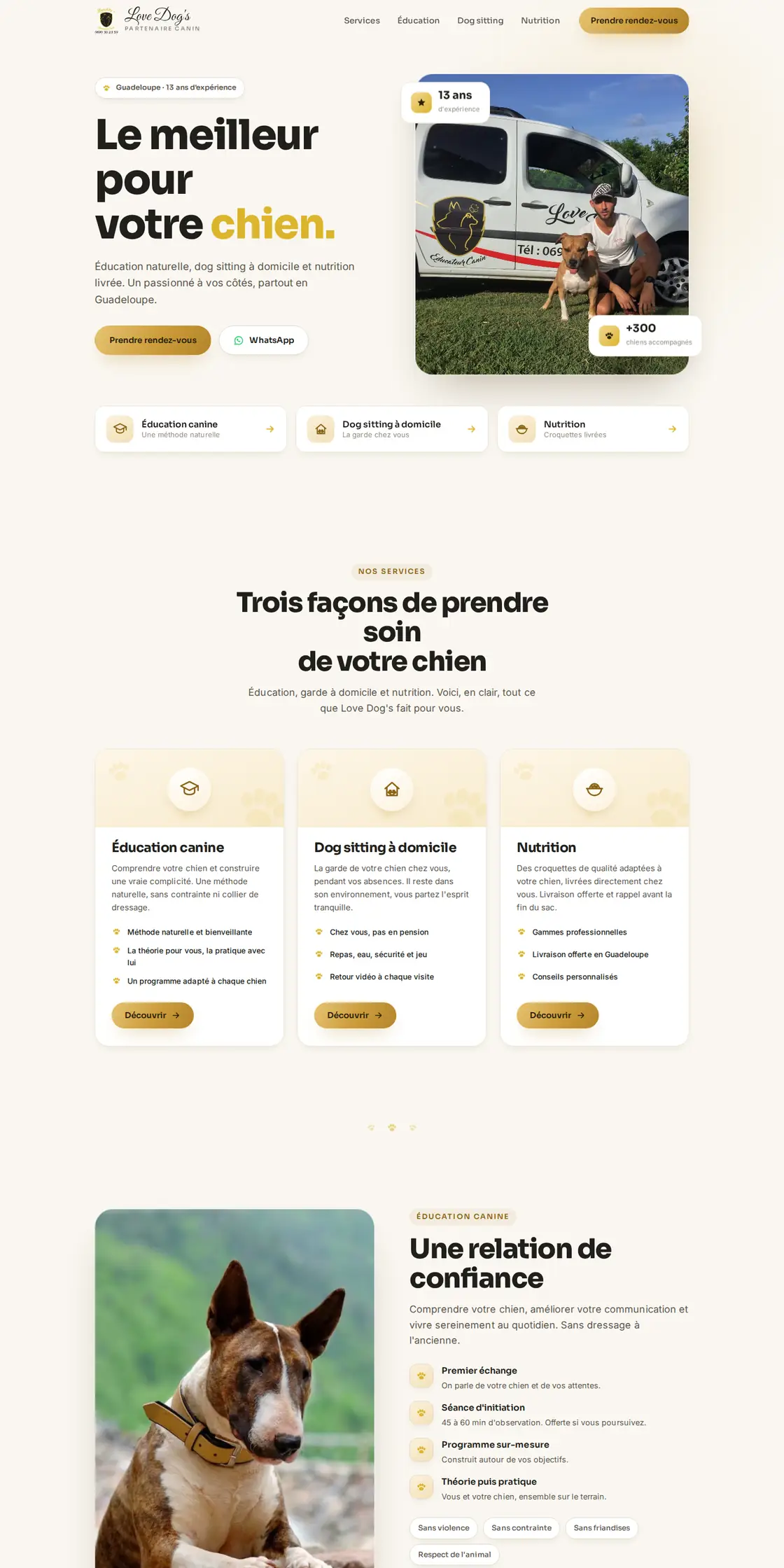 Le site de Love Dog's sur ordinateur